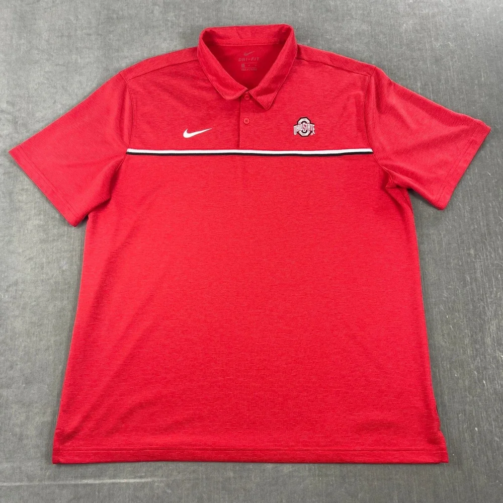 Ohio State Buckeyes Nike‎ Mens Medium Red Dri-FIT On-Field Polo Shirt
